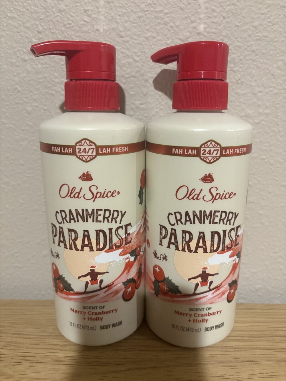 Lot of 2 Old Spice Cranmerry Paradise Body Wash Merry Cranberry Holly 16 oz